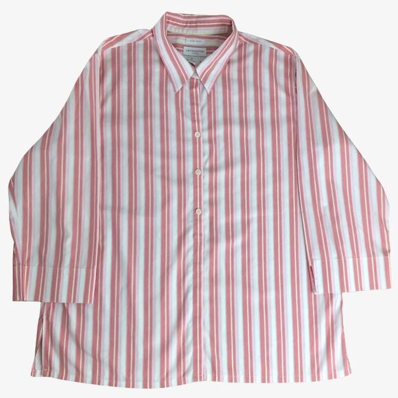 Liz Claiborne Shirt Large Lizsport Non-Iron Striped Long Sleeve Button Up - Picture 3 of 11